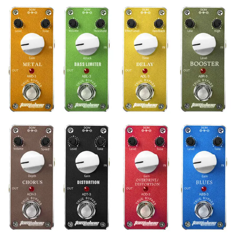 8pcs Aroma Mini Electric Guitar Effect Pedal (Distortion Bass Limiter