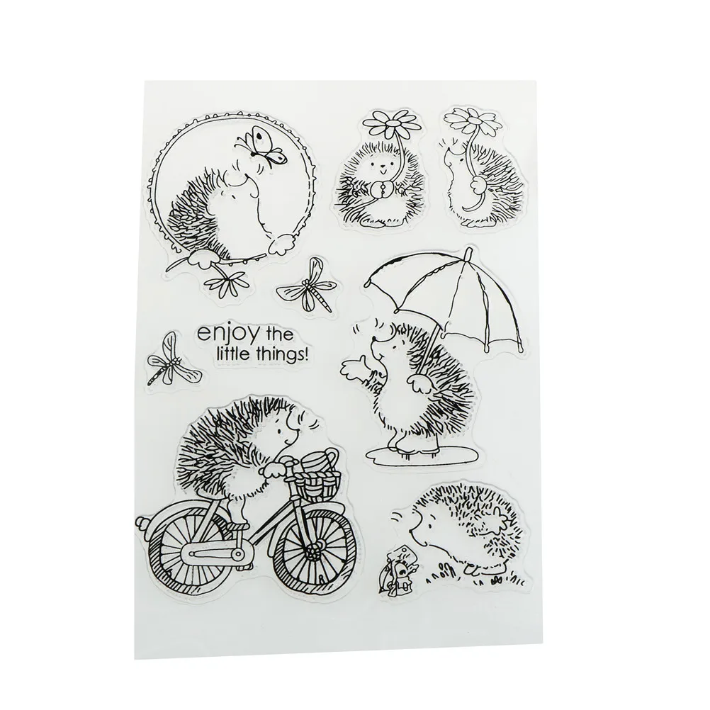 

Cute Hedgehog Transparent Clear Silicone Stamps for DIY Scrapbooking/Card Making/Kids Fun Decoration 11x16cm