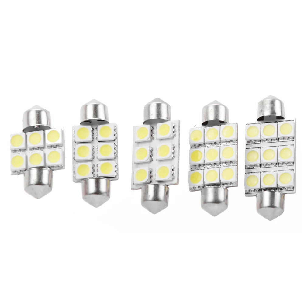 

2pcs Signal Lamp Led Bulb Car Interior light Festoon 32MM 36MM 39MM 42MM 6 9SMD 5050 White Reading Dome Lamp 12V