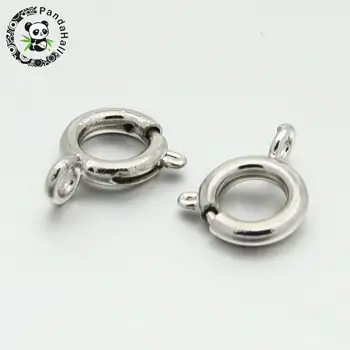 

9mm Round Metal Brass Bolt Spring Ring End Clasps Connection For Necklace Bracelet Jewelry Making Platinum/Bronze/Silver Color