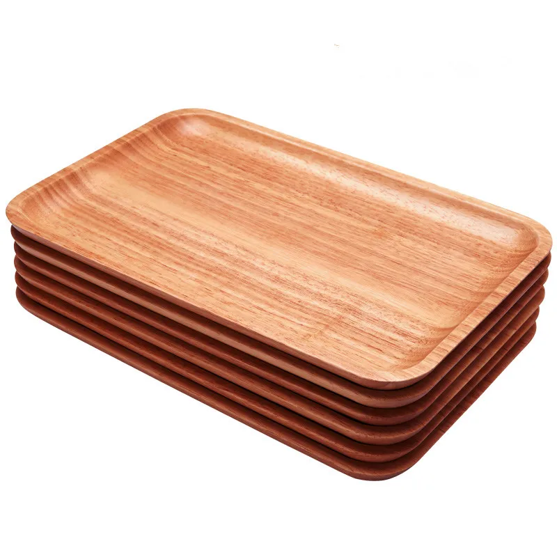 

Japan Style Wooden Storage Trays Rectangle Tea/Coffee Serving Trays Natural Wood Cake/Fruits Plate Eco Tableware