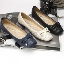 Женские туфли с бантом на плоской подошве; водонепроницаемые Мокасины с закрытым квадратным носком; Лоферы без застежки на плоской подошве; удобные дышащие Балетки без застежки