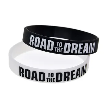 

2019 Fashion Soft Silicone Bracelet Road to the Dream Hand Strap Hip-hop Black Bracelets for Women Man Friend Jewelry