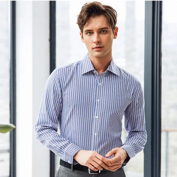 

Business Casual Striped Shirt Men Down Vertical Button Cotton Mens Casual Shirts Slim Fit High Quality Regular Clothes Men Coats