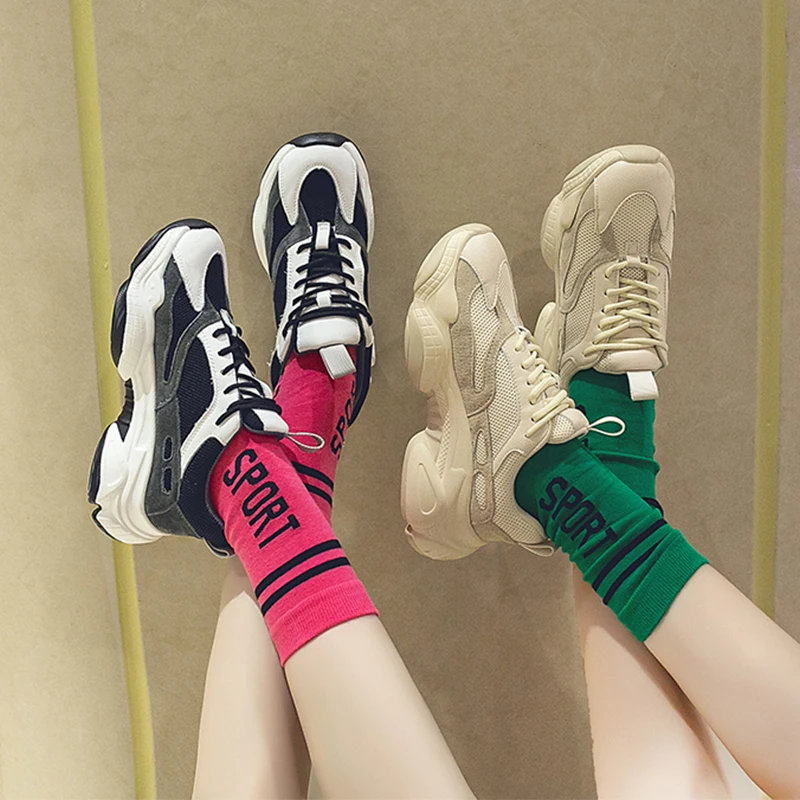 

Black Dad Sneakers Women Fashion Chunky Sneakers Ladies Beathable Shoes Women 2019 New Soft Casual Sneakers Platform Sneakers