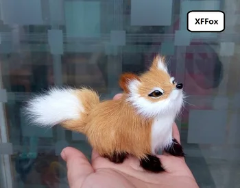 

cute small real life look up fox model plastic&furs yellow-brown fox doll gift about 11x6cm xf1674