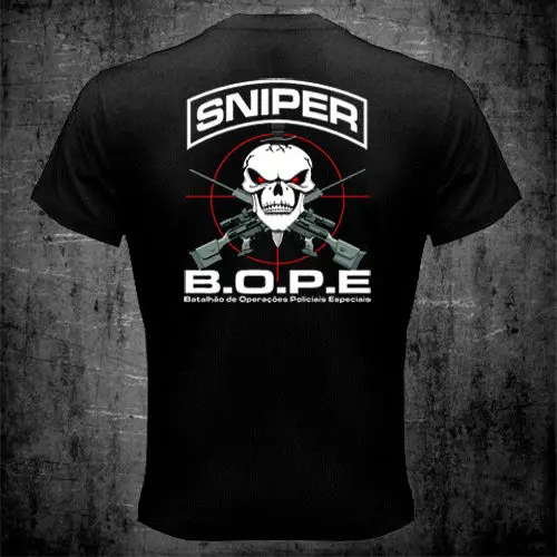 BOPE Tropa De Elite снайперский блок разведчик Бразилия полиция спецназ Футболка для мужчин две стороны подарок Повседневная футболка США размер S-3XL