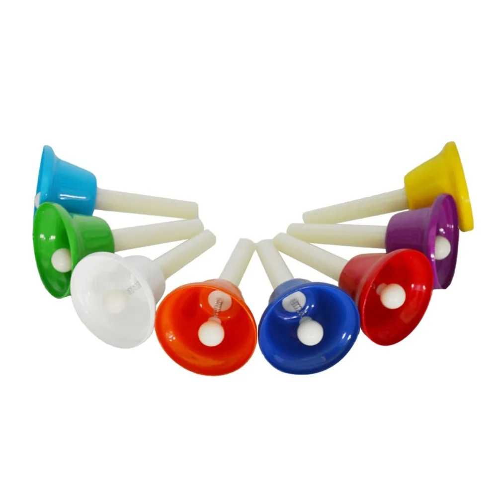 

8PCS/SET Colorful Metal Rhythm 8 Note Hand Bell Set Musical Instrument Percussion Education for Child Kids Gift