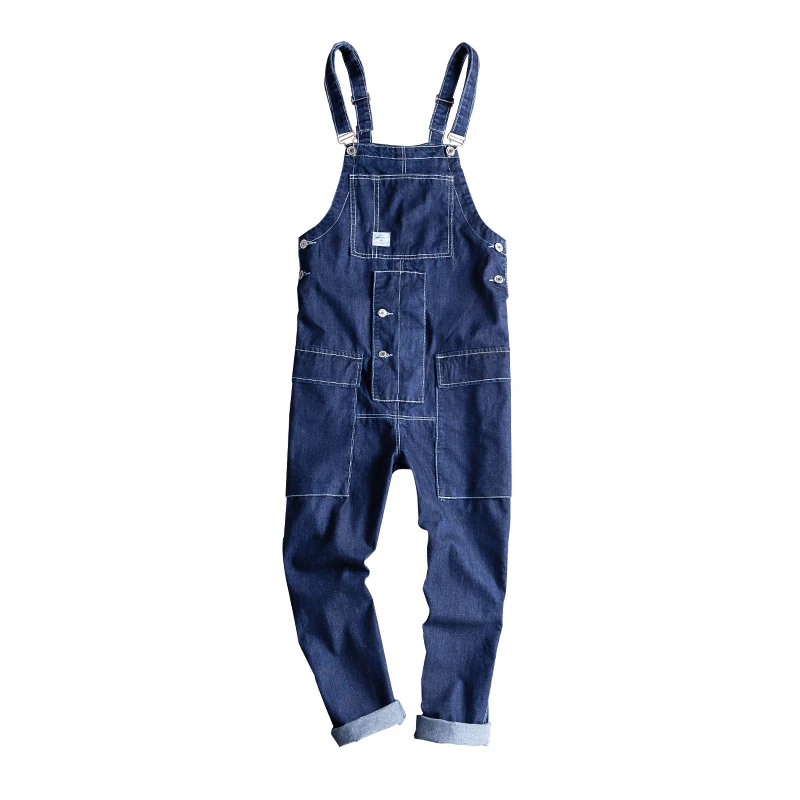 

New Korean version of the Men's Dark Blue Jeans Loose Type Fat Harem Pants Fashion Casual Tooling Super Handsome Jumpsuit