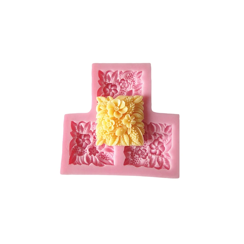 3 отверстия квадратные цветы силиконовые формы для цветов fondant глина инструменты