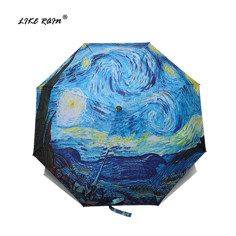Folding Umbrella For Women folding umbrella Windproof Van Gogh Oil Painting UBY01