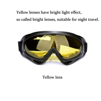 

1PC Outdoor Goggles Riding Motorcycles Sports Goggles Windshield Fans Tactical Equipment Ski Glasses Yellow Lens Night