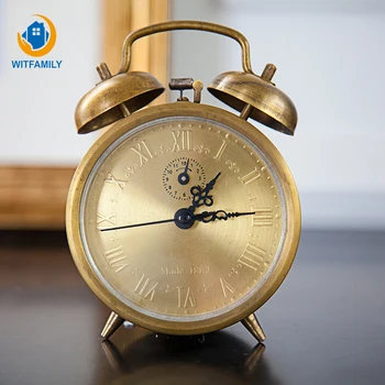 

Vintage Retro Silent Pointer Clocks Loud Alarm Clock Needle Student Bedside Refinement Pure Copper Loud Voice Mechanical Clock