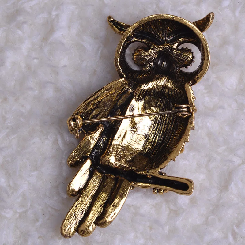 Madrry Alloy Metal Big Owl Brooches For Women Men Rhinestone Vintage Bouquet Hijab Pin Scarf Buckle Clips femininos Broches