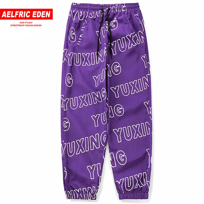 

Aelfric Eden Men Trousers Sportswear Mesh Inside Casual Joggers Big Letter Printed Hip Hop Streetwear Man Summer Thin Pants YE13