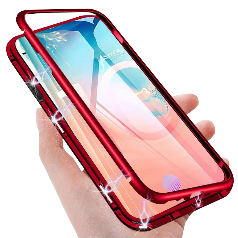 Роскошный Магнитный противоударный стеклянный чехол для samsung Galaxy S9 S8 S10