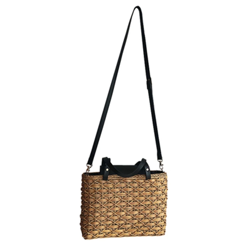 

Straw rattan beach bag diagonal retro bamboo handbags 2019 new woven shoulder bag seaside holiday travel package