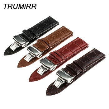 

Butterfly Buckle Watch Band 16mm 18mm 20mm 22mm 24mm for Casio BEM 307 501 506 517 EF SHN Genuine Leather Wrist Strap Men Women