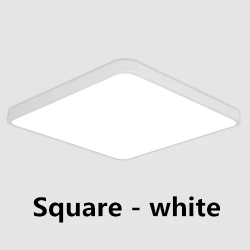 Square-white Светодиодный потолочный светильник, современная лампа, панель для гостиной, круглый светильник, приспособление для спальни, кухни, зала, поверхностное крепление, дистанционное управление - Цвет корпуса: Square-white