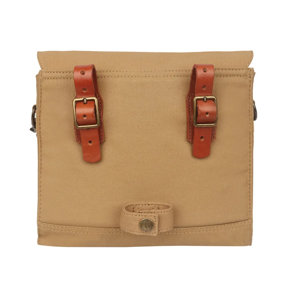 Best Tourbon Retro Bike Handlebar Bag Bicycle Front Basket Pannier Messenger Pouch Outdoor Cycling Accessory Waterproof Canvas Khaki 4