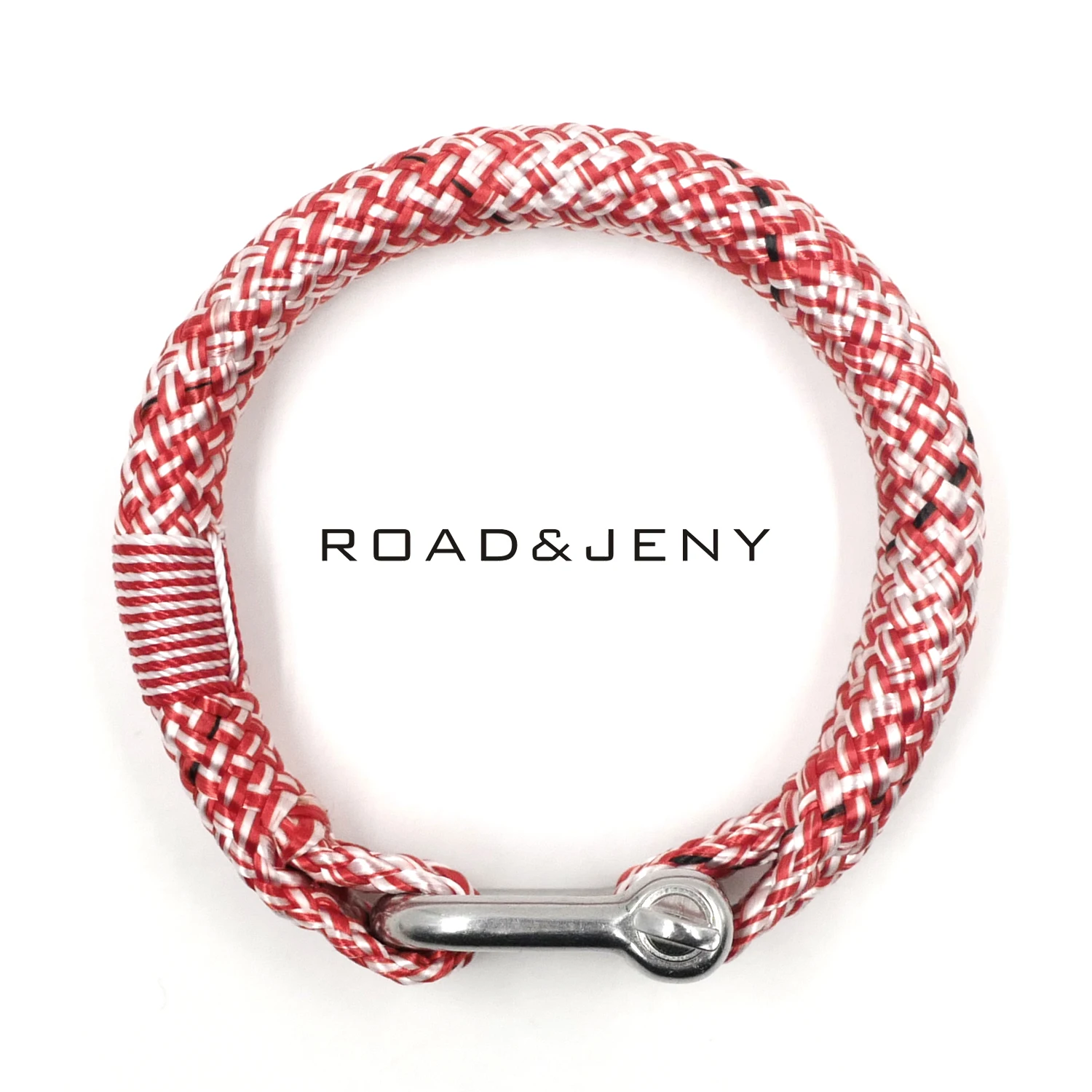 الأحمر الأبيض BRT-N526 يدوية الصنع شيك بحري مضفر سوار اليخوت حبل العسكرية Paracord سوار معصمه مع D-تكبل