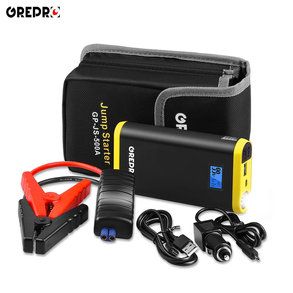 

9000mAh Car Jump Starter 500A Vehicle Emergency Battery 12V Auto External Battery Multi-function Car Starter Power Bank Booster
