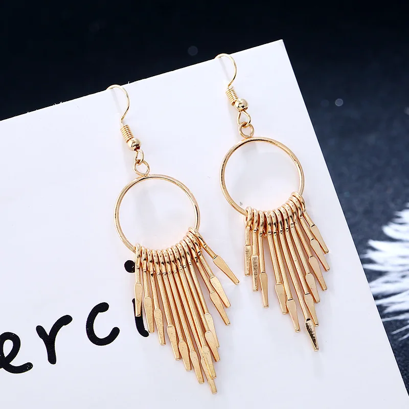 

Metal Tassel Earring Silver Gold Color Geometric Punk Style Modern Drop Earring for Women Fashion Jewelry Accessories 2076