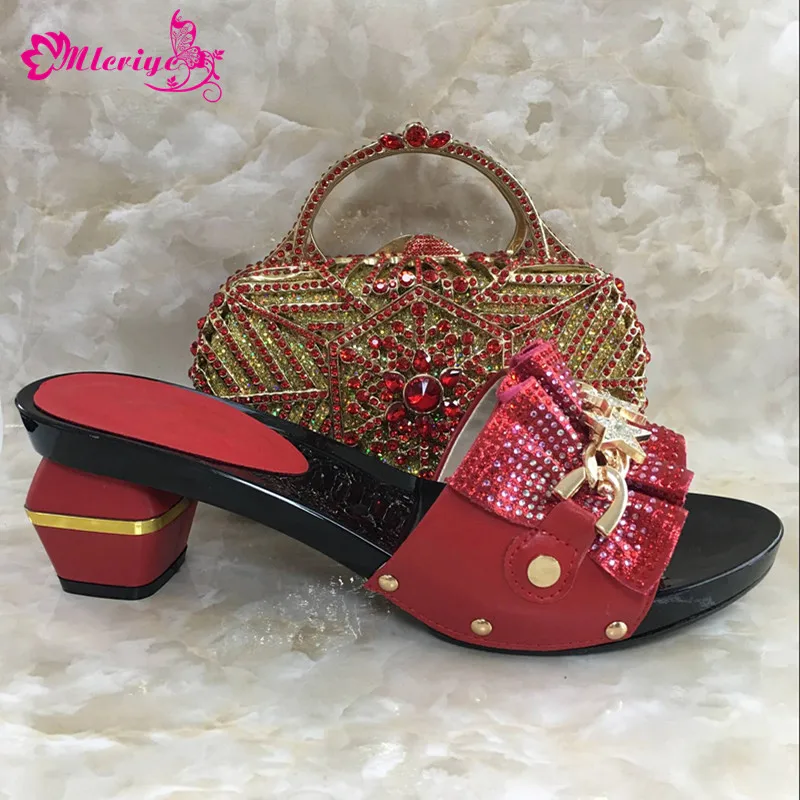 

Latest black Color African Pumps Shoe Summer Low Heels Italy Women Wedding Shoes Rhinestone Elegant Women Summer Slipper Shoes