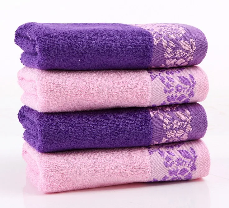 2pc Peony Jacquard Beauty Salon Towel Bamboo Fiber Bath Beach Face