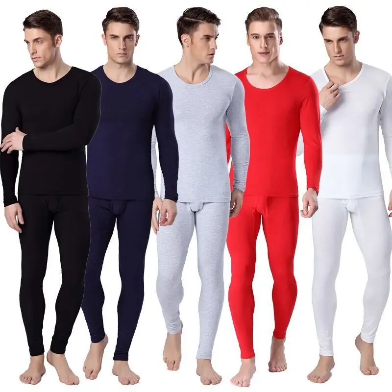

New Thermal Underwear Mens Long Johns Men Autumn Winter Shirt+pants 2 Piece Set Warm Solid Underwear Sets Plus Size M-XXXL