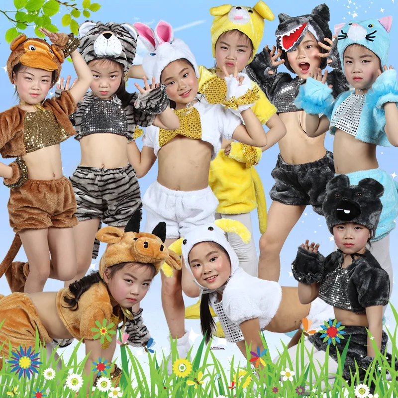 Anak Anak Panjang Mewah Hewan Kartun Anjing Beruang Sapi Ox Biru