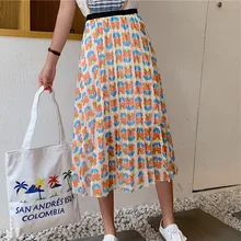 SWEETXUE элегантная складчатая юбка Летняя женская Бохо цветочный принт пляжная длинная юбка миди Женская Повседневная сетчатая юбка для женщин s