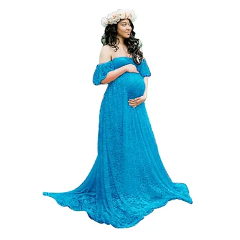 

Photo Shoot Pregnant Women Lace Maxi Gown Maternity Photography Props Pregnancy Dress Maternity Dresses M116