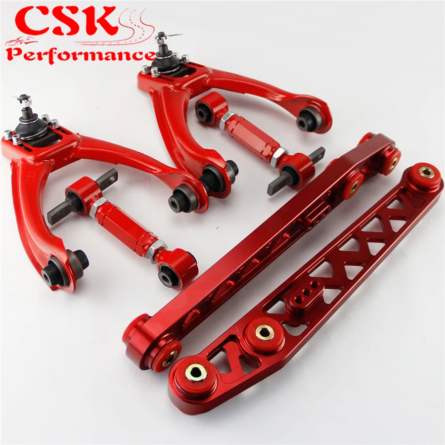 Front Upper Control Arms+Rear Camber Adjustable Kit For 96 00 Honda Civic EK on