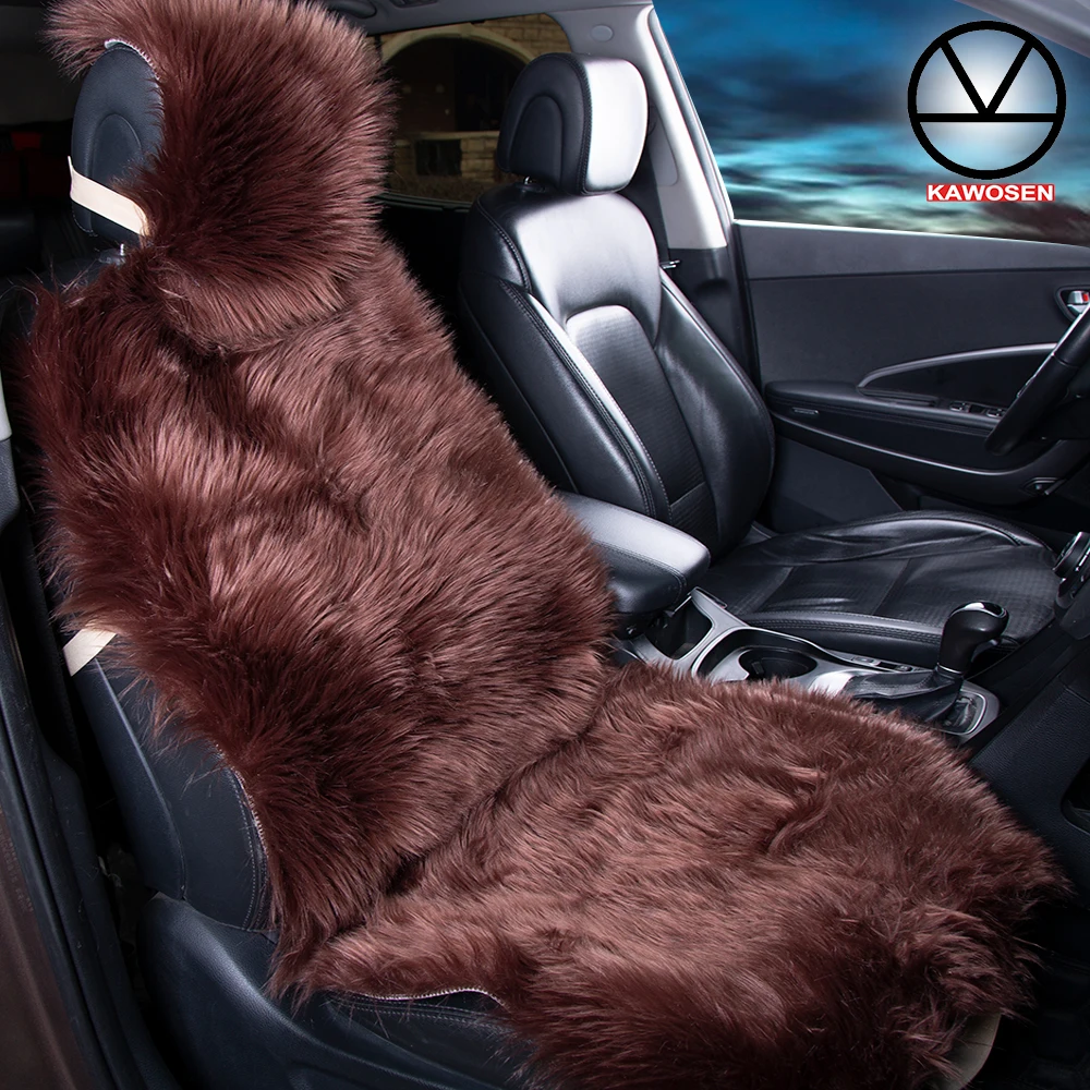 

COVERS 1 PCS Long Faux Fur Seat Cover, Universal Artificial Plush Car Seat Covers, Coffee Cute Plush Snow Seat Cushion LFFS02