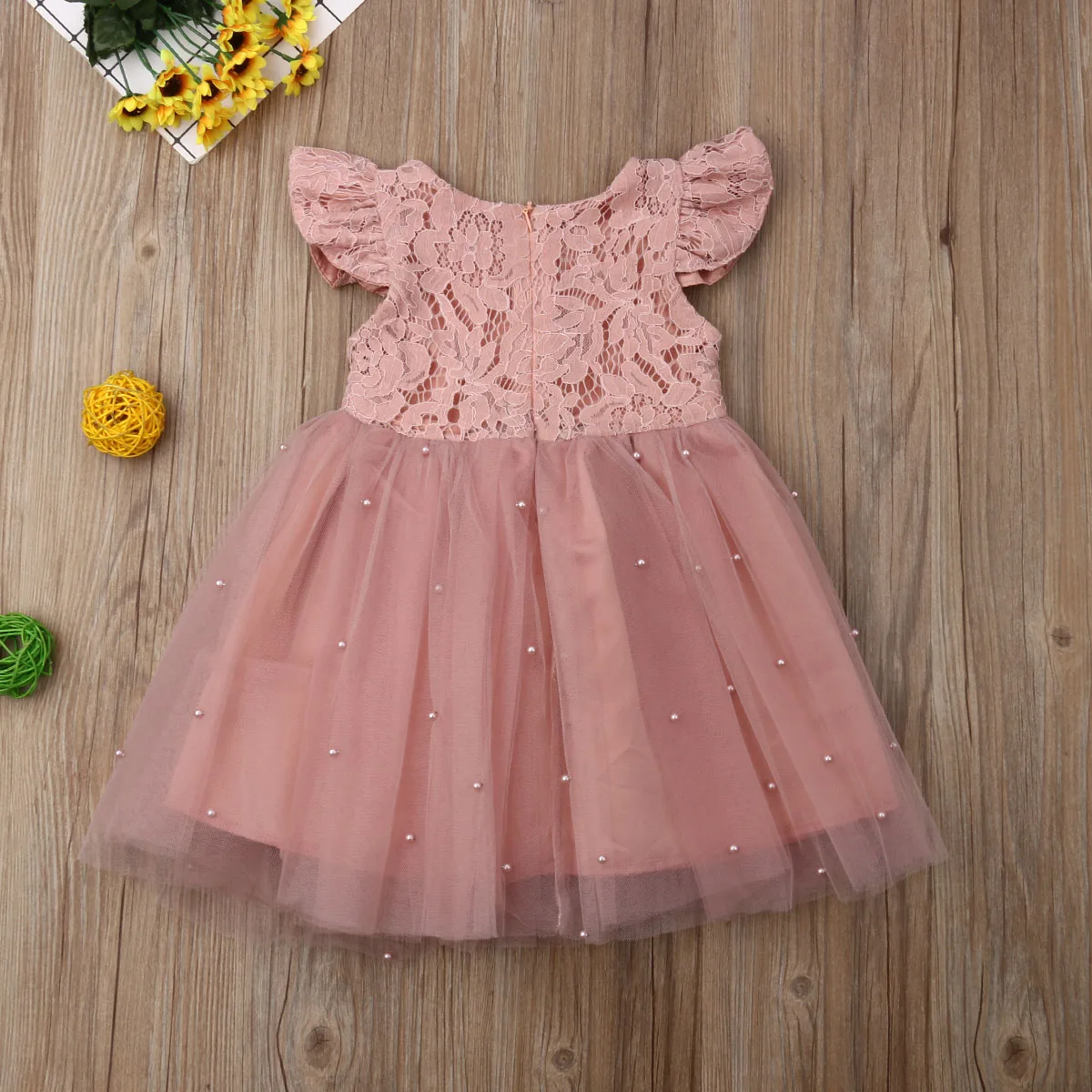 Baby Summer Clothing Newborn Kids Baby Girls Bowknot Tulle Princess Dress Lace Party Pageant Beadings Chiffon Sundress 2-7T