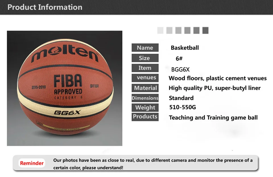 Новые Брендовые женские баскетбольные мячи GW6/GW6X/GG6X, высокое качество, баскетбольные мячи из искусственной кожи, размер 6, баскетбольные мячи с иглой+ сумка