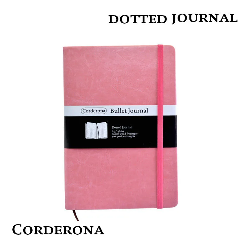 

Dot Grid Hard Cover Candy Color A5 PU Bullet Notebook Elastic Band Creative Dotted Journal Bujo