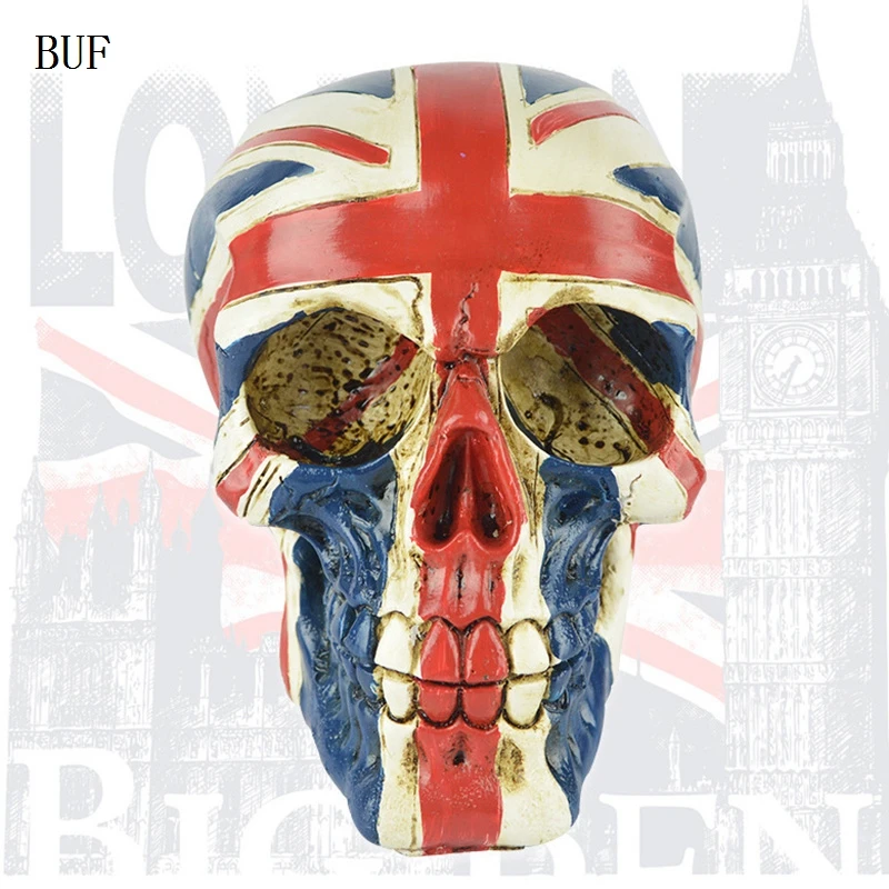 

BUF Resin Statues Replica Human Skull Head Cool Skull Decoration Figurines Sculpture Ornament Home Decoration Accessories