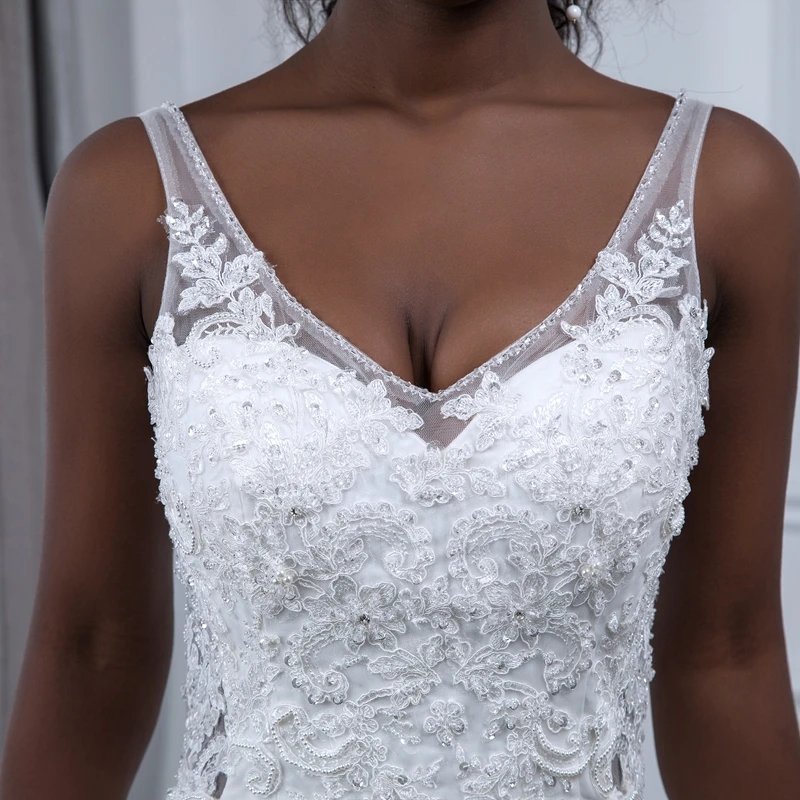 Miaoduo белое свадебное платье с аппликацией, кружевное, Русалка, v-образный вырез,, без рукавов, Китай, свадебное платье, brautkleid vestido de noiva sereia