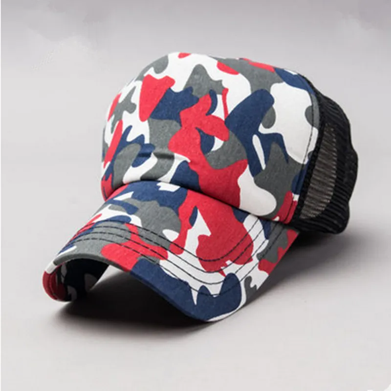 Красный Модные новые мужские бейсболки женские Gorras камуфляжная сетка повседневная Кепка для активного летнего спорта Солнцезащитная шляпа - Цвет: Красный