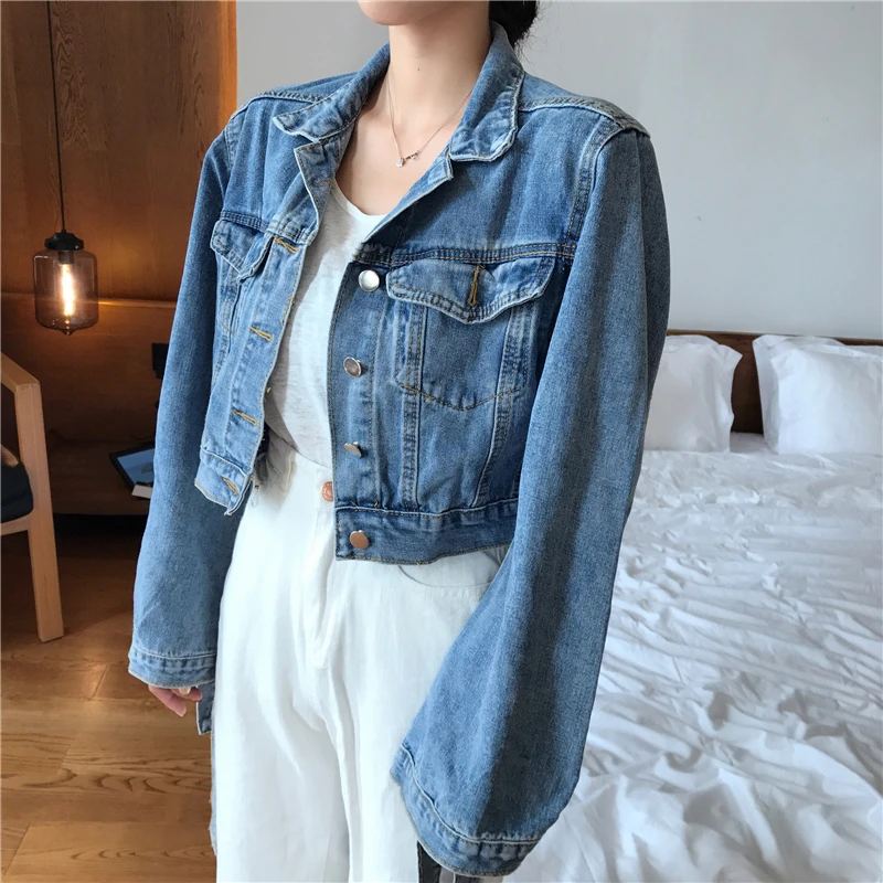 HziriP جديد قصيرة الدنيم سترة النساء 2018 جديد عارضة ضئيلة غسلها السترات العادية الشارع الشهير ضمادة فضفاضة معطف Chaqueta موهير