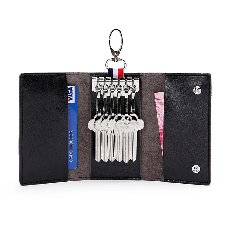 

New 2019 PU Leather Car Key Holders Keys Organizer Key Wallets Car Keychain Leather Housekeeper Key Wallet Cover 6 Colors