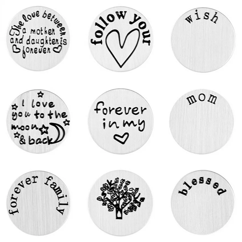 

10pcs The Love Between a Mother & Daughter is Forever 22mm Stainless Steel Floating Window Plates DIY Charms for 30mm Locket