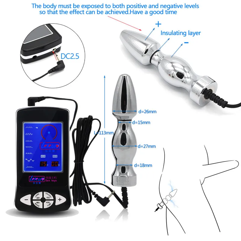 Baratos Electro Shock Anal Plug pene Plug anillos masaje almohadilla pezón abrazaderas médica temática juguetes para hombres juguetes de estimulación sexual eléctrica