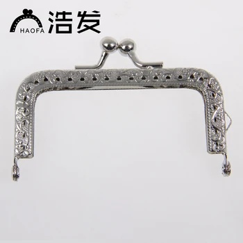 

HAOFA 8.5CM 10PCS Elegant Press Antique Bronze Square Metal Purse Frame Handle Accessories for Bags Sewing Craft Tailor Sewer