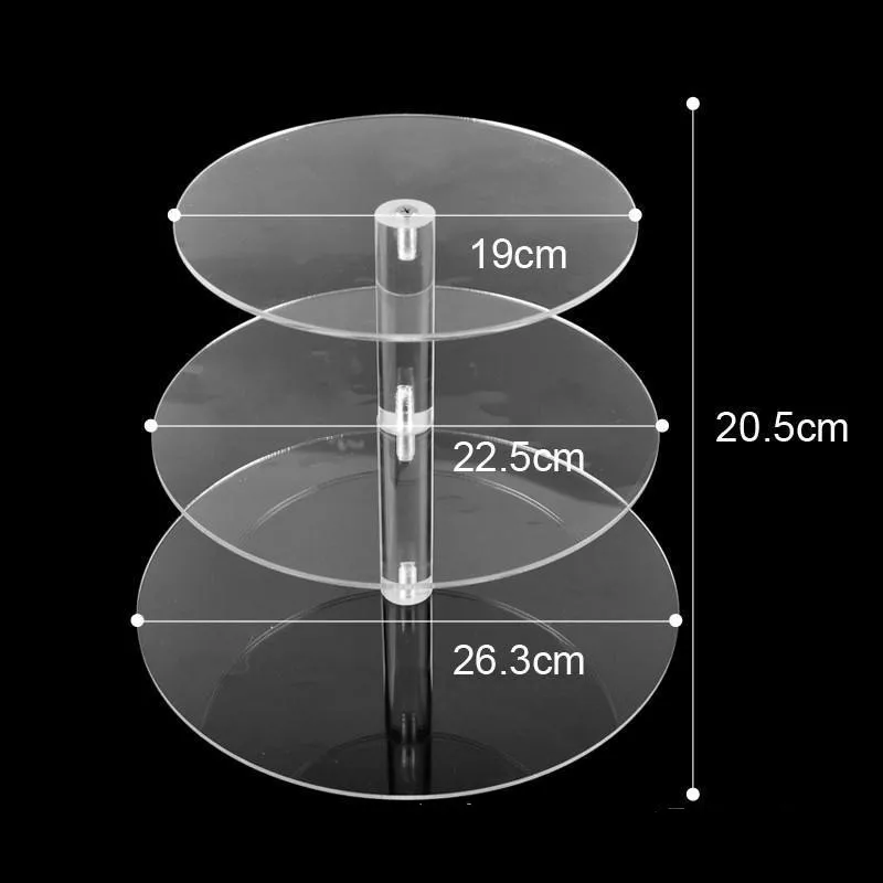 

3Tier Cake Stand Crystal Clear Circle Acrylic Cupcake stand for Wedding Party Cake Display Dessert Sugarcrafts Display Stand