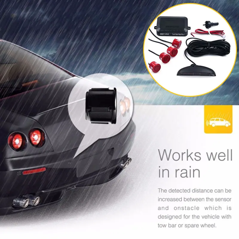 

Vehemo 4 Parking Sensors LCD Car Reverse Radar Parking Sensors Reverse Radar Auto Reverse Radar Universal Smart Backup Radar