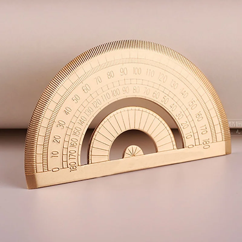 1pcs triangular scale ruler vintage retro style brass protractor