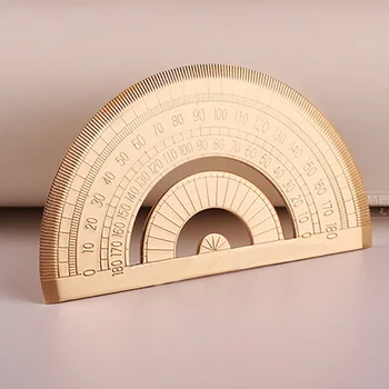 

1pcs Triangular Scale Ruler Vintage Retro Style Brass Protractor Stationery Metal EDC Measuring Tool Geometry